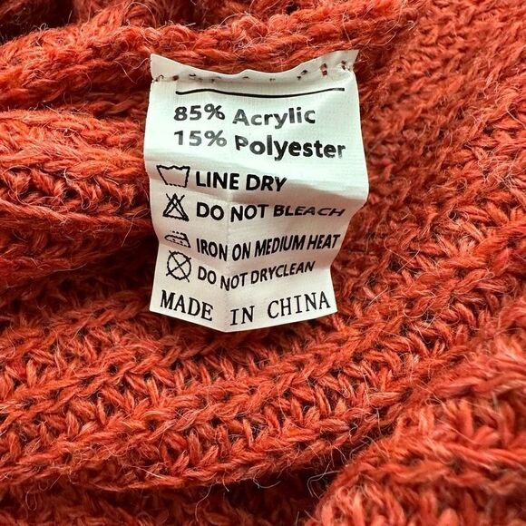 Military Hippie M Relaxed Fit Pullover Knit Sweater Rust Orange Blue Slouchy - Picture 4 of 7